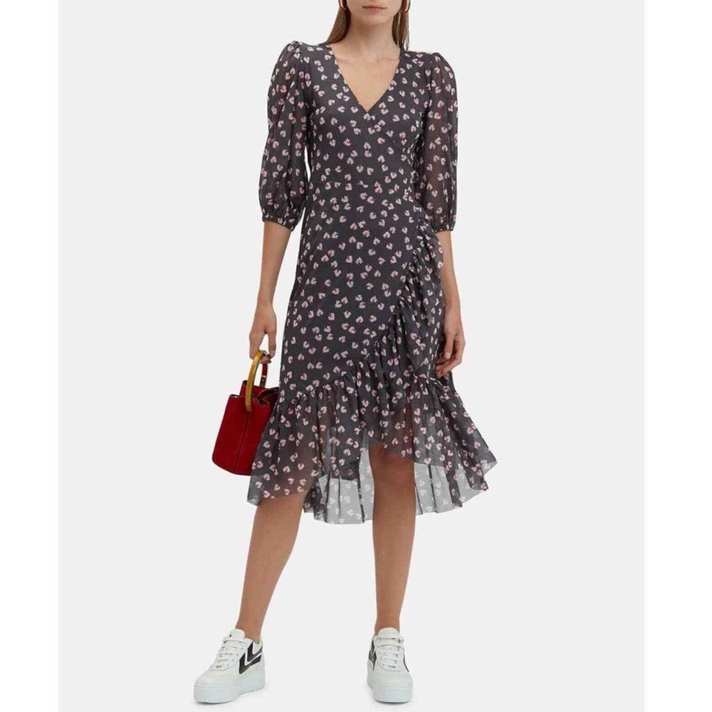 Ganni Tilden stretch mesh wrap dress XS New
